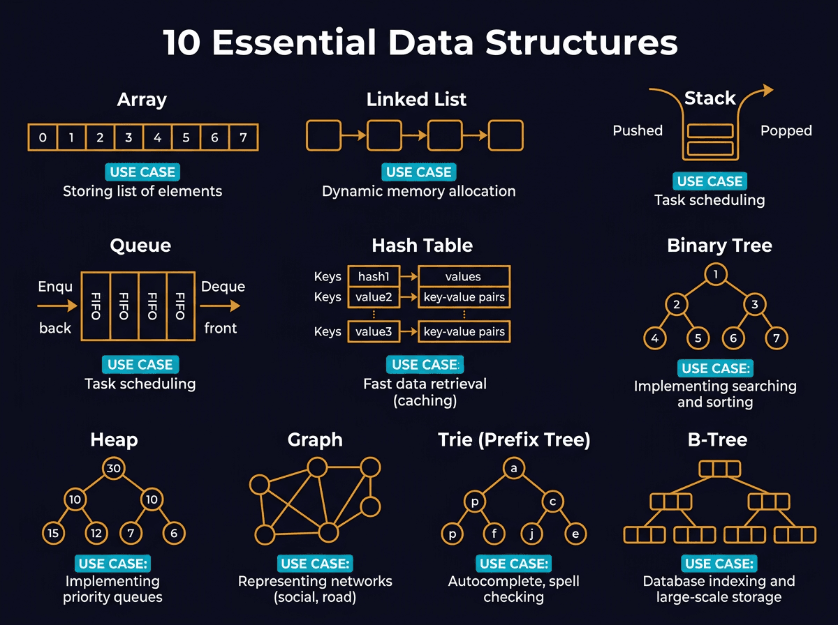 10 Key Data Structures We Use Every Day diagram