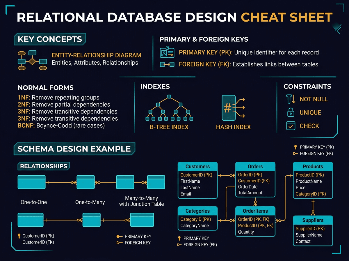 Cheatsheet on Relational Database Design
