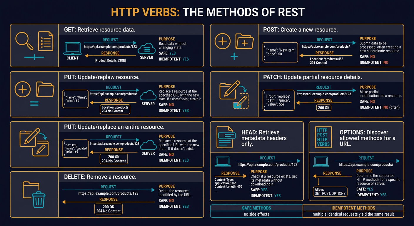 GET, POST, PUT... Common HTTP “verbs” in one figure