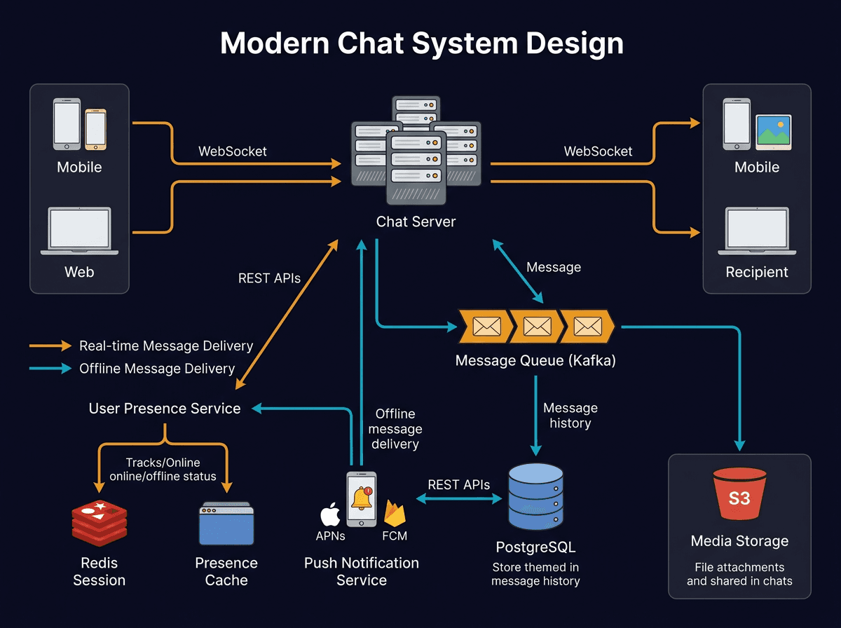 Design a Chat / Messaging System diagram