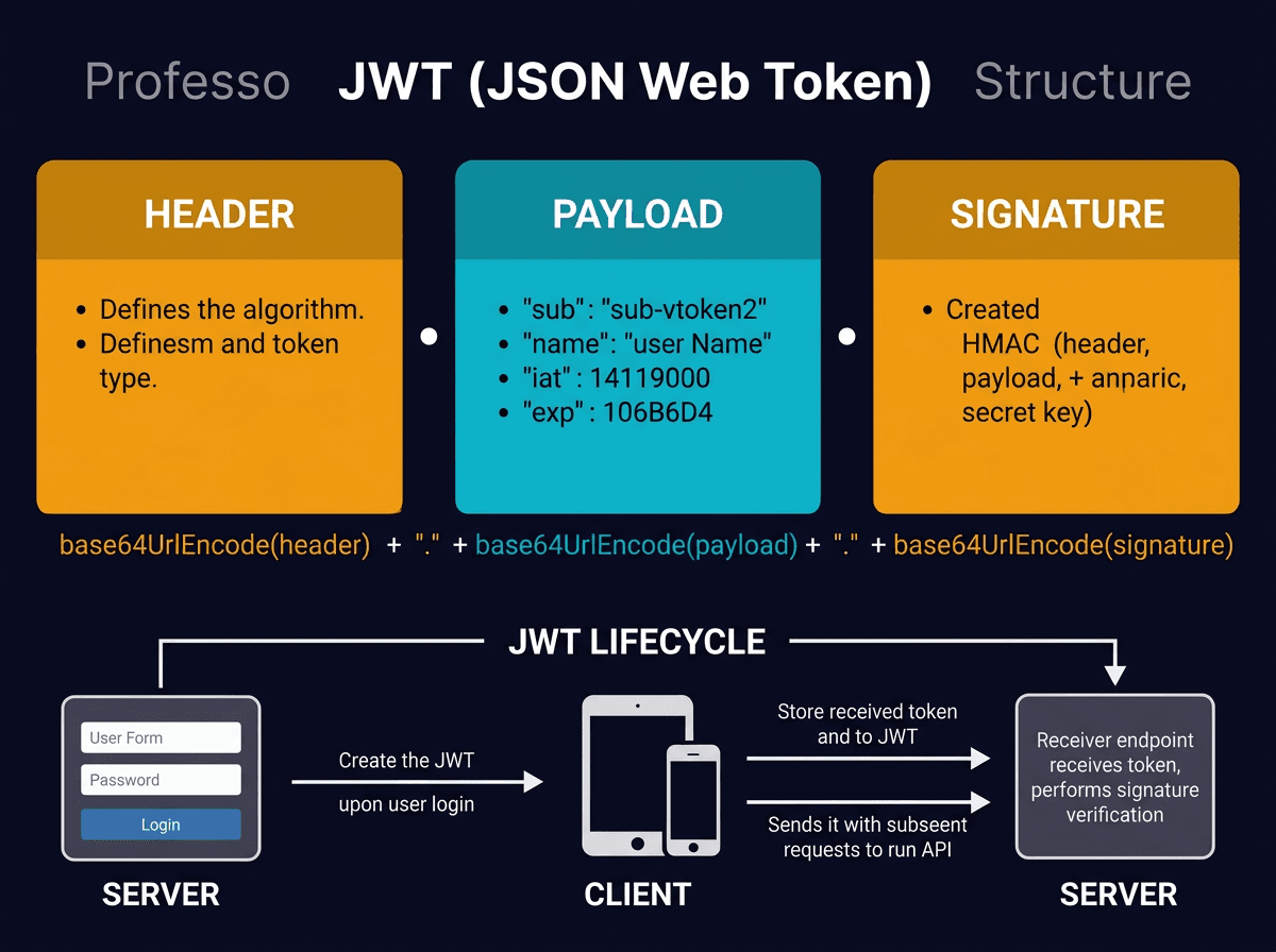 Explaining JSON Web Token (JWT) with simple terms diagram