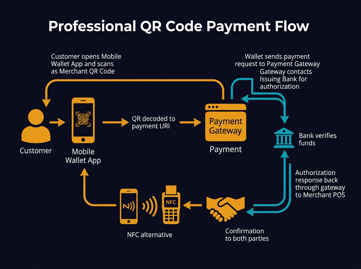 How do you pay from your digital wallet by scanning the QR code diagram