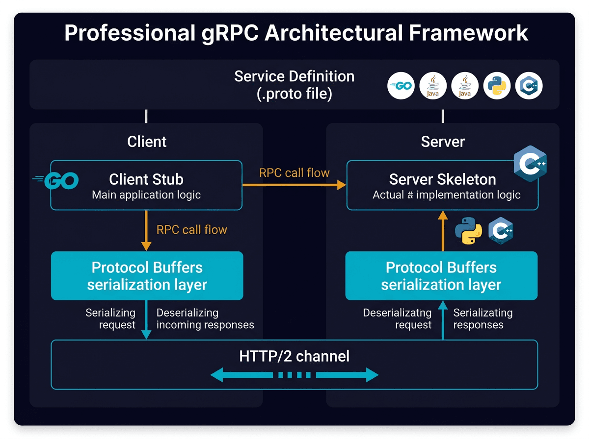 How does gRPC work?RPC (Remote Procedure Call) is called “𝐫𝐞𝐦𝐨𝐭𝐞” because it enables communications between remote services when services are deployed to different servers under microservice architecture. From the user’s point of view, it acts like a local function call diagram
