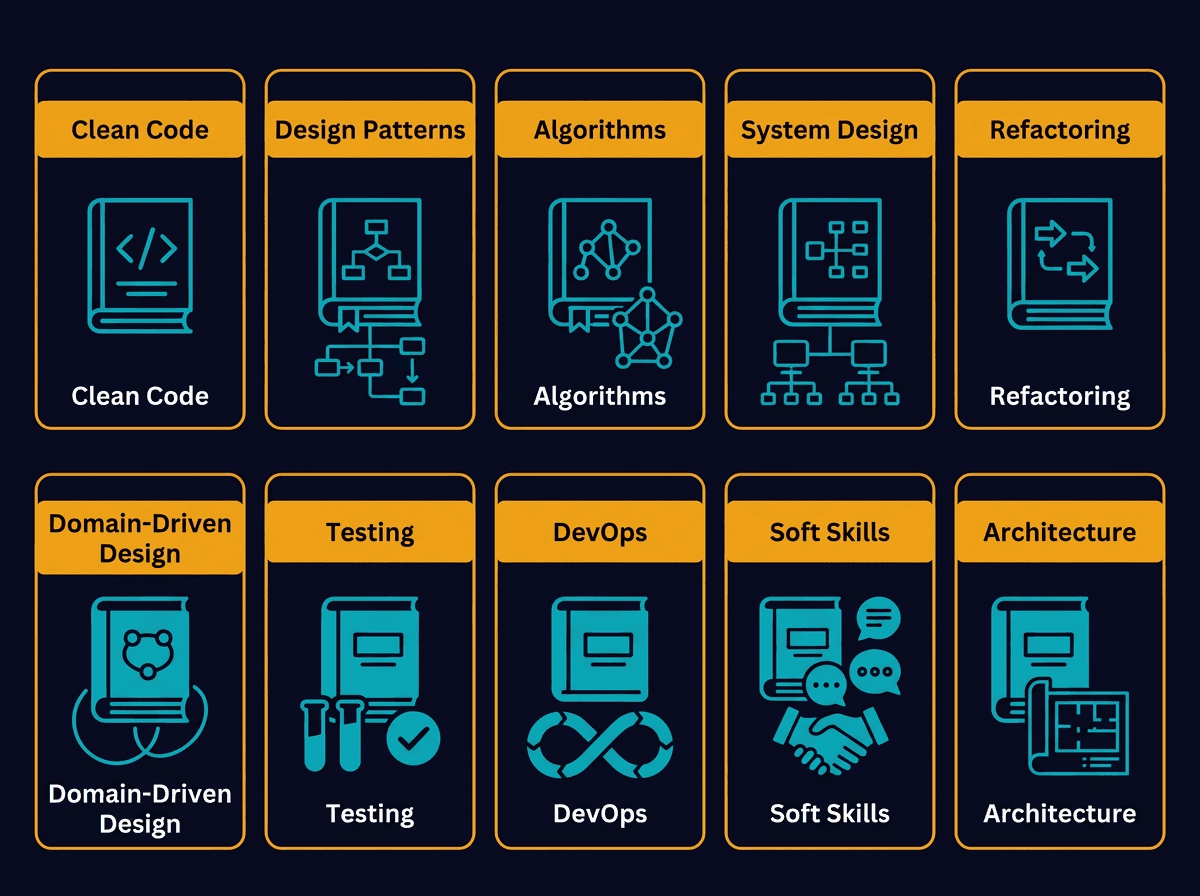 My Favorite 10 Books for Software Developers diagram