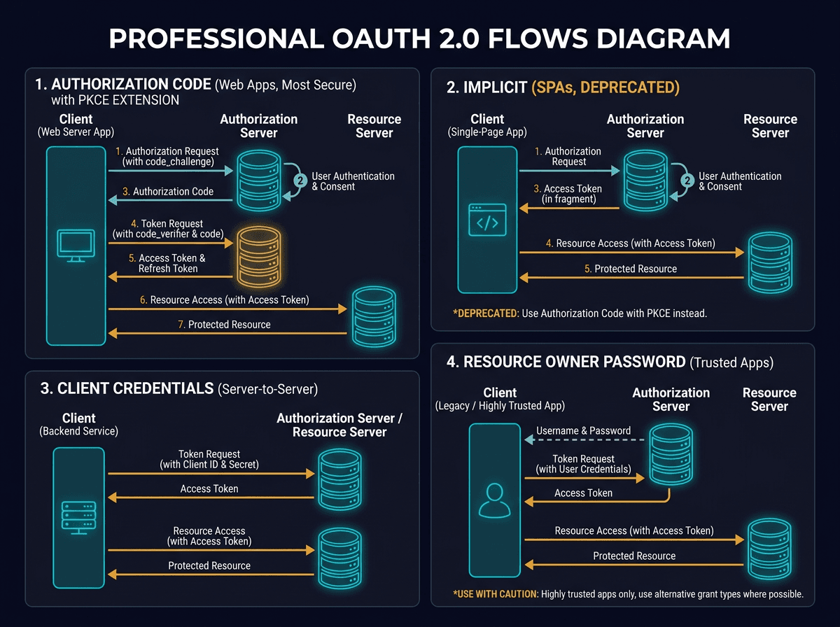 OAuth 2.0 Flows diagram