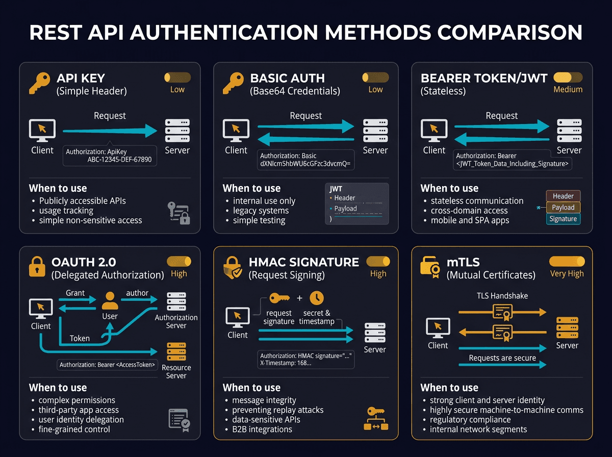 REST API Authentication Methods diagram