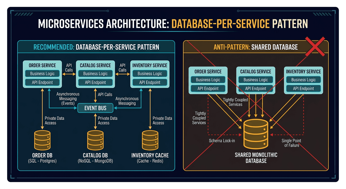 1.Use separate data storage for each microservice