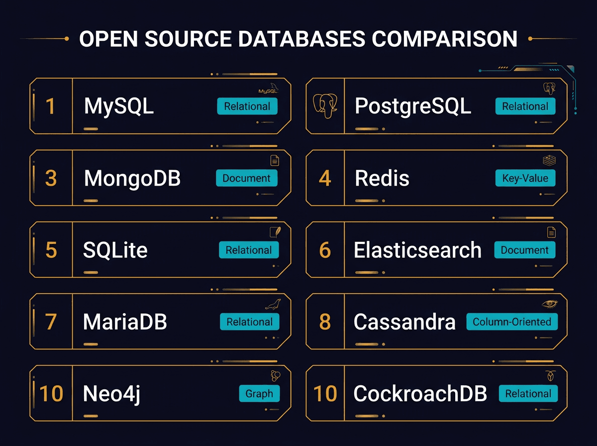 Top 10 Most Popular Open-Source Databases diagram