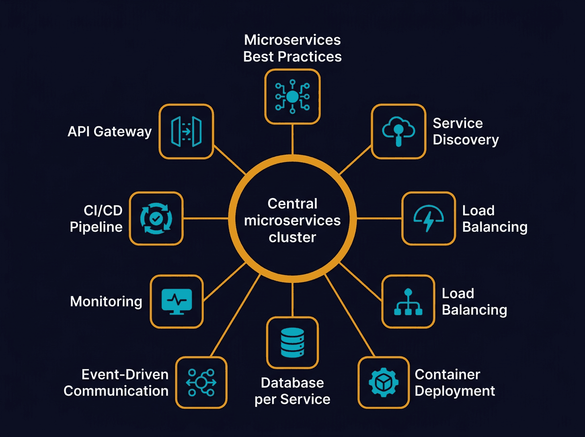 When we develop microservices, we need to follow the following best practices: